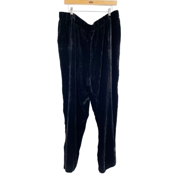 NWT Eileen Fisher Black Velvet Tapered Ankle Pants Womens Plus Size 2X Silk - Picture 3 of 9